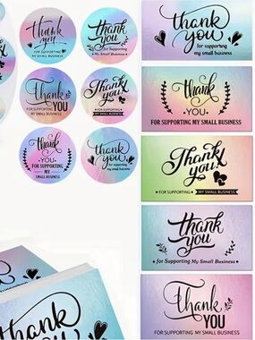 Thank You Holographic Rainbow Stickers & Cards - Multi-Color